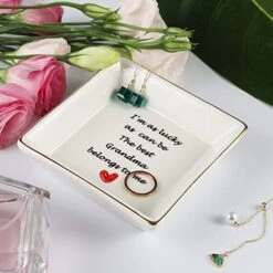 AREOK Grandma Gifts From Grandson Granddaughter, Grandma Mothers Day Birthday Gifts - Best Gifts For Grandma Grandmother, Mothers Day Gifts For Grandma, Jewelry Tray, Ring Dish Holder
