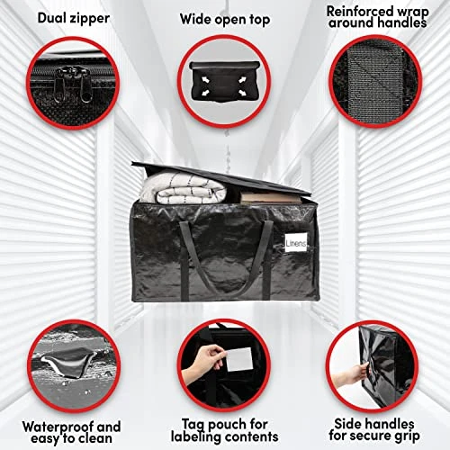 BAG-THAT! 6 Black Moving Bags Extra Large Heavy Duty Storage Bags Zippered Top Handles Wrap Bag Totes For Storage Packing Bags Moving Supplies Packing Supplies For Moving Moving Boxes Plastic Tote 4 BAG-THAT! 6 Black Moving Bags Extra Large Heavy Duty Storage Bags Zippered Top Handles Wrap Bag Totes For Storage Packing Bags Moving Supplies Packing Supplies For Moving Moving Boxes Plastic Tote - Image 4