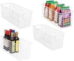 MDesign Shallow Metal Wire Basket For Storage Pantry - Kitchen Organization Basket With Handles - Bin Basket For Organizing Cabinets Or Countertop - Concerto Collection - 4 Pack - Bronze -GENERIC Shop 51xT8mE bUL. AC