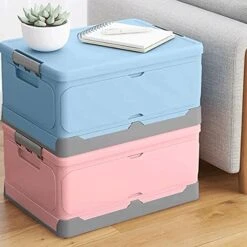 GULRUH Storage Basket, 2 Pieces Of Storage Box Book Box Foldable Storage Box Student Book Storage Box Storage Household Clothes Storage Box Toy Storage Box 47 * 34 * 27cm (Color : Blue) -GENERIC Shop 51xfDK6ZYIS 1
