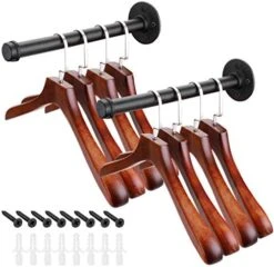 Sumnacon 2 Pcs 7.7 Inch Industrial Pipe Clothes Bar - Heavy Duty Rustic Metal Coat Hanger With Screws, Wall-Mounted Garment Holder Rack For Bedroom/Bathroom/Cabinet/Boutique/Clothing Store, Black -GENERIC Shop 51xqxZbkiCL. AC