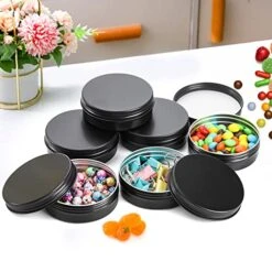 Foraineam 48 Pack 4 Oz Screw Lid Round Tins Aluminium Empty Tins Black Metal Candle Storage Tin Jars Spice Containers Travel Tin Cans 7 Foraineam 48 Pack 4 Oz Screw Lid Round Tins Aluminium Empty Tins Black Metal Candle Storage Tin Jars Spice Containers Travel Tin Cans -GENERIC Shop 51yFIRMLCVL