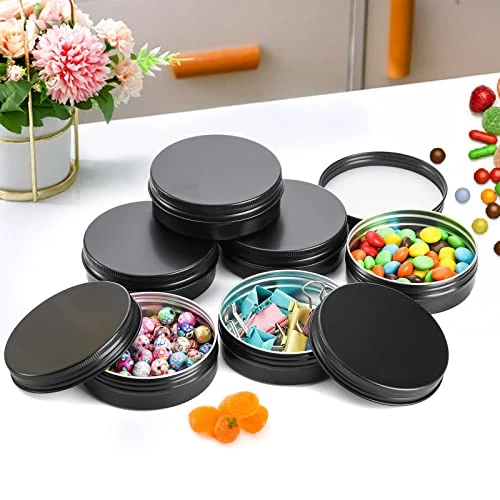 Foraineam 48 Pack 4 Oz Screw Lid Round Tins Aluminium Empty Tins Black Metal Candle Storage Tin Jars Spice Containers Travel Tin Cans 4 Foraineam 48 Pack 4 Oz Screw Lid Round Tins Aluminium Empty Tins Black Metal Candle Storage Tin Jars Spice Containers Travel Tin Cans - Image 4