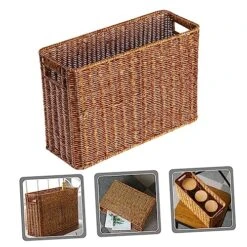 GARVALON Magazine Newspaper Basket Rattan Storage Basket Plastic Baskets Bin Magazine Basket Plastic Garbage Can Woven Storage Baskets Kids For Girls Woven Desktop Basket Home Supplies 9 GARVALON Magazine Newspaper Basket Rattan Storage Basket Plastic Baskets Bin Magazine Basket Plastic Garbage Can Woven Storage Baskets Kids For Girls Woven Desktop Basket Home Supplies -GENERIC Shop 51yuXnjjveL