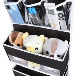 Univivi 5-Shelf Over Door Organizer Baby Door Storage Wall Mount Storage With 3 Small PVC Pockets And 4 Large Pockets Ideal For Baby Stuff, Toiletries And Sundries
