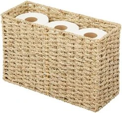 MDesign Rustic Farmhouse Woven Seagrass Toilet Paper Holder Basket - Large Storage Organizer Tank Topper For Bathroom Counter Or Top Of Toilet - Holds 6 Rolls Of Toilet Paper - Black Wash 12 MDesign Rustic Farmhouse Woven Seagrass Toilet Paper Holder Basket - Large Storage Organizer Tank Topper For Bathroom Counter Or Top Of Toilet - Holds 6 Rolls Of Toilet Paper - Black Wash -GENERIC Shop 51z8Hs73qL. AC