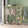 TIEOU Gold Clothing Rack With Shelves, Standing Garment Rack, Clothes Rack For Hanging Clothes, Modern Rack Clothes, Gold Clothes Rack,Wardrobe Closet, Industrial Clothing Rack, Gold