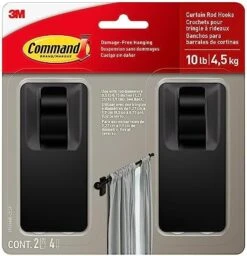 Command Matte Black Curtain Rod Hooks With Command Strips, Hang Curtain Rods No Drilling, Holds Up To 10 Lbs -GENERIC Shop 51zEfkgMYbL. AC