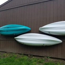 Heavy Duty Garage Indoor Kayak Storage Hooks Hanger, Wall Mounted Utility Hanging Cradle Rack For Canoe Paddleboard, Surfboard, Skiboard, Ladder, Hose, Folding Chairs, Bike And Tools (4 Pack, Black)