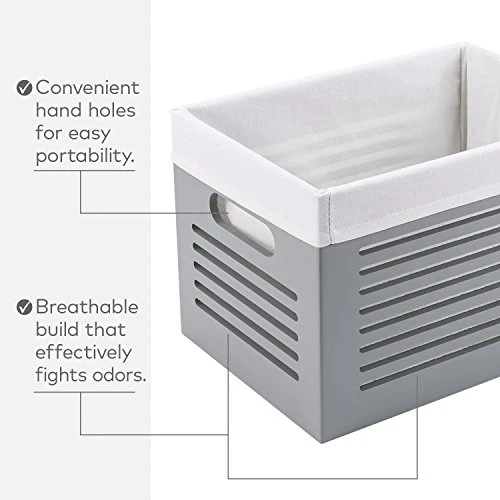 Large Wooden Crate For Storage - Decorative Wood Storage Boxes For Home Books Clothes Toys, This Wood Crate Box / Basket/ Bin Organizer Is Lined With Machine Washable Soft Linen Fabric - Grey, Large 4 Large Wooden Crate For Storage - Decorative Wood Storage Boxes For Home Books Clothes Toys, This Wood Crate Box / Basket/ Bin Organizer Is Lined With Machine Washable Soft Linen Fabric - Grey, Large - Image 4