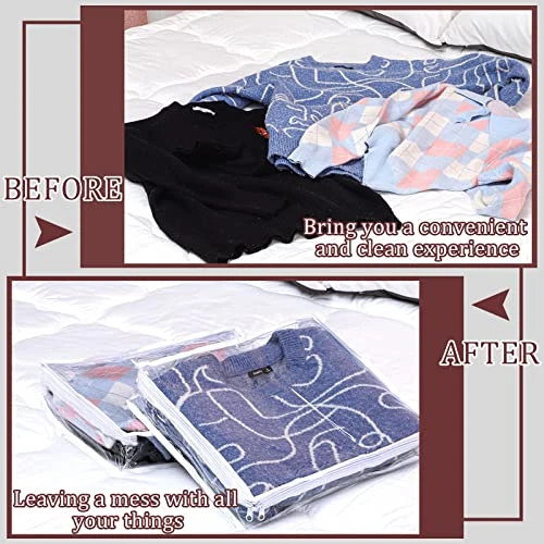 6 Pieces Zippered Storage Bags Clear Sweater Storage Bag PVC Plastic Storage Bags For Blankets Clothes Closet Quilt Pillow Bed Sheet Organizer With Zipper And Label (14.2 X 12 X 3.2 Inch) 4 6 Pieces Zippered Storage Bags Clear Sweater Storage Bag PVC Plastic Storage Bags For Blankets Clothes Closet Quilt Pillow Bed Sheet Organizer With Zipper And Label (14.2 X 12 X 3.2 Inch) - Image 4