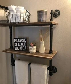 ANGIEHAIE Industrial Pipe Shelf,Rustic Wall Shelf With Towel Bar,20" Towel Racks For Bathroom,Pipe Shelves Wood Shelf Shelving (2-Tier) 7 ANGIEHAIE Industrial Pipe Shelf,Rustic Wall Shelf With Towel Bar,20" Towel Racks For Bathroom,Pipe Shelves Wood Shelf Shelving (2-Tier) -GENERIC Shop 51zzXHiMcFL