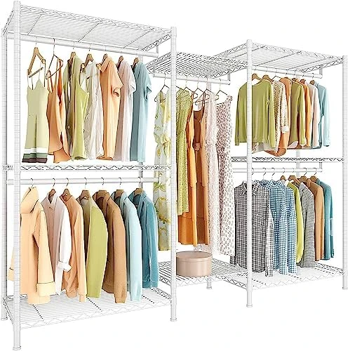 Raybee Clothes Rack Heavy Duty Clothing Racks For Hanging Clothes 830 LBS Metal Clothing Rack Heavy Duty Wire Garment Rack Free Standing Closet Portable & Sturdy 74.8”Wx17.7”Dx76.8”H Black 7 Raybee Clothes Rack Heavy Duty Clothing Racks For Hanging Clothes 830 LBS Metal Clothing Rack Heavy Duty Wire Garment Rack Free Standing Closet Portable & Sturdy 74.8”Wx17.7”Dx76.8”H Black - Image 7