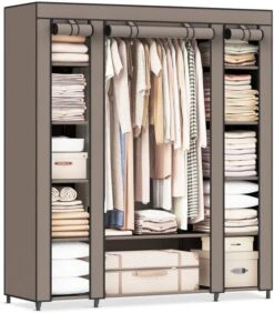 SONGMICS Closet Wardrobe, Portable Closet For Bedroom, Clothes Rail With Non-Woven Fabric Cover, Clothes Storage Organizer, 59 X 17.7 X 69 Inches, 12 Compartments, Gray ULSF03G 23 SONGMICS Closet Wardrobe, Portable Closet For Bedroom, Clothes Rail With Non-Woven Fabric Cover, Clothes Storage Organizer, 59 X 17.7 X 69 Inches, 12 Compartments, Gray ULSF03G -GENERIC Shop 614HYu90eNL. AC