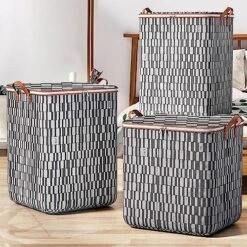 GENERIC Storage Bag Clothes Storage, Foldable Blanket Storage Bags, Storage Containers For Organizing Bedroom, Closet, Clothing, Comforter, Organization And Storage With Lids And Handle, Grey