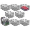 MDesign Metal Wire Closet Storage Basket Organizer With Handles For Organizing Bedroom, Bathroom, Mudroom, Entryway, Hallway, Or Linen Closets - Concerto Collection - 8 Pack - Black