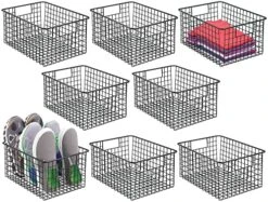 MDesign Metal Wire Closet Storage Basket Organizer With Handles For Organizing Bedroom, Bathroom, Mudroom, Entryway, Hallway, Or Linen Closets - Concerto Collection - 8 Pack - Black -GENERIC Shop 614Ns1OqbOL. AC