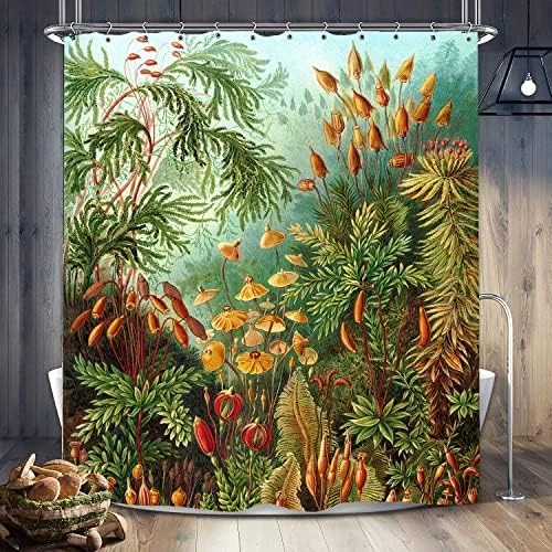 Mushroom Shower Curtain, Jungle Shower Curtain Bathroom Decor, Fabric Waterproof Washable Shower Curtain Set With 12 Hooks, 60x72 Inch 8 Mushroom Shower Curtain, Jungle Shower Curtain Bathroom Decor, Fabric Waterproof Washable Shower Curtain Set With 12 Hooks, 60x72 Inch - Image 8