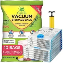 Spedalon Vacuum Space Saver Bags - 9 Pack (3 Large, 3 Medium, 3 Small) Packing Bags For Moving | Sealer Vacuum Storage Bags For Clothes, Blanket, Comforter, Bedding, Pillow, Mattress With Hand Pump 19 Spedalon Vacuum Space Saver Bags - 9 Pack (3 Large, 3 Medium, 3 Small) Packing Bags For Moving | Sealer Vacuum Storage Bags For Clothes, Blanket, Comforter, Bedding, Pillow, Mattress With Hand Pump -GENERIC Shop 619kcpWzwxL. AC