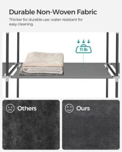 SONGMICS Closet Wardrobe, Portable Closet For Bedroom, Clothes Rail With Non-Woven Fabric Cover, Clothes Storage Organizer, 59 X 17.7 X 69 Inches, 12 Compartments, Gray ULSF03G 15 SONGMICS Closet Wardrobe, Portable Closet For Bedroom, Clothes Rail With Non-Woven Fabric Cover, Clothes Storage Organizer, 59 X 17.7 X 69 Inches, 12 Compartments, Gray ULSF03G -GENERIC Shop 61BK9KRKQ7L