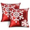 OTOSTAR Christmas Sequin Throw Pillow Covers 18x18 Inch Sparkle Decorative Pillowcases Magic Red Cushion Cover For Party Christmas Couch In-Outdoor Home Decor (Christmas Snow 2 Packs)