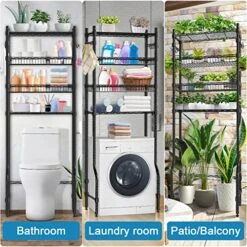 Azmall Over The Toilet Storage - 4 Tier Bathroom Organizer Over Toilet Shelf Rack Bathroom Space Saver Toilet Stand Shelves Above Toilet Organizer, Black -GENERIC Shop 61HSWFr22IL