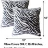 Entua Faux Fur Throw Pillow Covers Wild Animal Zebra Skin Stripe Cushion Covers Soft Black White Decorative Pillowcases For Couch Sofa Living Room18 X 18 In Set Of 2