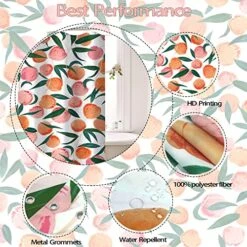 Peach Shower Curtains, Allover Fruits Shower Curtain Cute Bright Colorful Design Waterproof Fabric Bathroom Shower Curtain Set With 12 Hooks, Peachy Pink 72"×72" -GENERIC Shop 61MsRN7bW2L