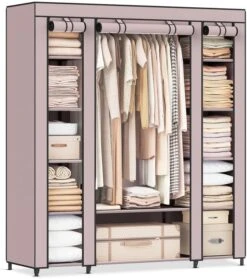 SONGMICS Closet Wardrobe, Portable Closet For Bedroom, Clothes Rail With Non-Woven Fabric Cover, Clothes Storage Organizer, 59 X 17.7 X 69 Inches, 12 Compartments, Gray ULSF03G 20 SONGMICS Closet Wardrobe, Portable Closet For Bedroom, Clothes Rail With Non-Woven Fabric Cover, Clothes Storage Organizer, 59 X 17.7 X 69 Inches, 12 Compartments, Gray ULSF03G -GENERIC Shop 61XOzDpiADL. AC