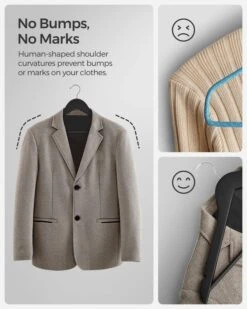SONGMICS Rubber Coated Wooden Hangers, 20-Pack Clothes Wood Hangers, Non-Slip Coat Hangers, Rubber Hangers With Shoulder Grooves And 360° Swivel Hook, For Suits Shirts Coats, Black UCRW011B02 8 SONGMICS Rubber Coated Wooden Hangers, 20-Pack Clothes Wood Hangers, Non-Slip Coat Hangers, Rubber Hangers With Shoulder Grooves And 360° Swivel Hook, For Suits Shirts Coats, Black UCRW011B02 -GENERIC Shop 61ad24V4vIL