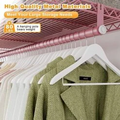 Raybee Pink Clothes Rack, Heavy Duty Clothing Racks For Hanging Clothes Load 835LBS, Metal Freestanding Closet, Clothing Rack Heavy Duty Garment Rack, Sturdy Clothes Rack, 77" H*75" W*17.8" D, Pink 12 Raybee Pink Clothes Rack, Heavy Duty Clothing Racks For Hanging Clothes Load 835LBS, Metal Freestanding Closet, Clothing Rack Heavy Duty Garment Rack, Sturdy Clothes Rack, 77" H*75" W*17.8" D, Pink -GENERIC Shop 61augl8bqzL
