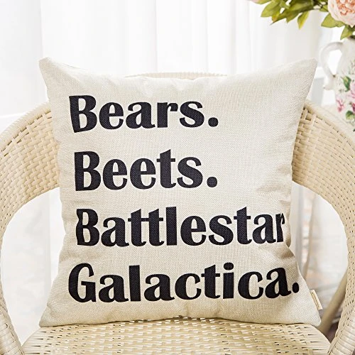 Fahrendom Battlestar, Bears, Beets, Galactica Quote Sign Decor Cotton Linen Home Decorative Throw Pillow Case Cushion Cover With Words For The Office TV Series Lover, Sofa Couch 18 X 18 Inch 4 Fahrendom Battlestar, Bears, Beets, Galactica Quote Sign Decor Cotton Linen Home Decorative Throw Pillow Case Cushion Cover With Words For The Office TV Series Lover, Sofa Couch 18 X 18 Inch - Image 4