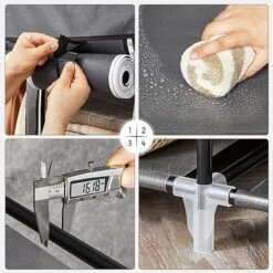 SONGMICS Closet Wardrobe, Portable Closet For Bedroom, Clothes Rail With Non-Woven Fabric Cover, Clothes Storage Organizer, 59 X 17.7 X 69 Inches, 12 Compartments, Gray ULSF03G 17 SONGMICS Closet Wardrobe, Portable Closet For Bedroom, Clothes Rail With Non-Woven Fabric Cover, Clothes Storage Organizer, 59 X 17.7 X 69 Inches, 12 Compartments, Gray ULSF03G -GENERIC Shop 61hhTSIo2gL