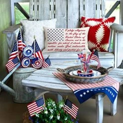 4th Of July Lumbar Pillow Cover 12x20 Independence Day Decor The Pledge Of Allegiance Patriotic Saying Memorial Day Holiday Decorations Throw Cushion Case For Home Sofa Couch Polyester Linen TH113 -GENERIC Shop 61kVyvZo3CL