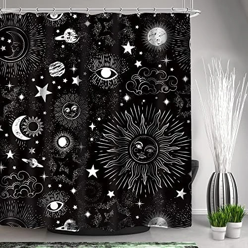 Black White Cats Shower Curtain Halloween Ghost Kitten Skull 60Wx72L Inch Mystic Spooky Cats Art Painting 12 Pack Hooks Polyester Waterproof Fabric Bathroom Bathtub Panels 12 Black White Cats Shower Curtain Halloween Ghost Kitten Skull 60Wx72L Inch Mystic Spooky Cats Art Painting 12 Pack Hooks Polyester Waterproof Fabric Bathroom Bathtub Panels - Image 12