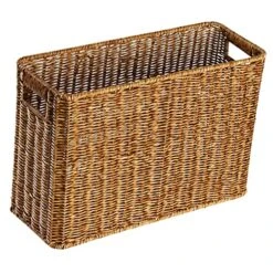 GARVALON Magazine Newspaper Basket Rattan Storage Basket Plastic Baskets Bin Magazine Basket Plastic Garbage Can Woven Storage Baskets Kids For Girls Woven Desktop Basket Home Supplies