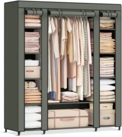 SONGMICS Closet Wardrobe, Portable Closet For Bedroom, Clothes Rail With Non-Woven Fabric Cover, Clothes Storage Organizer, 59 X 17.7 X 69 Inches, 12 Compartments, Gray ULSF03G 22 SONGMICS Closet Wardrobe, Portable Closet For Bedroom, Clothes Rail With Non-Woven Fabric Cover, Clothes Storage Organizer, 59 X 17.7 X 69 Inches, 12 Compartments, Gray ULSF03G -GENERIC Shop 61qT4qzDYQL. AC