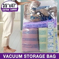 XXL Jumbo 47''X35'' Vacuum Storage Space Saver Bags Extra Large For Blanket, Bedding, Comforters And Huge Stuffed Toy (4 Pack), Clear