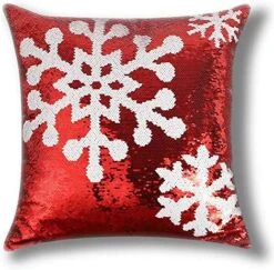 OTOSTAR Christmas Sequin Throw Pillow Covers 18x18 Inch Sparkle Decorative Pillowcases Magic Red Cushion Cover For Party Christmas Couch In-Outdoor Home Decor (Christmas Snow 2 Packs) -GENERIC Shop 61vKfLFnzqL. AC