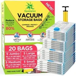 Spedalon Vacuum Space Saver Bags - 9 Pack (3 Large, 3 Medium, 3 Small) Packing Bags For Moving | Sealer Vacuum Storage Bags For Clothes, Blanket, Comforter, Bedding, Pillow, Mattress With Hand Pump 21 Spedalon Vacuum Space Saver Bags - 9 Pack (3 Large, 3 Medium, 3 Small) Packing Bags For Moving | Sealer Vacuum Storage Bags For Clothes, Blanket, Comforter, Bedding, Pillow, Mattress With Hand Pump -GENERIC Shop 61x5zVz6 KL. AC