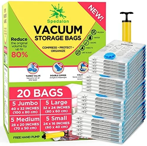 Spedalon Vacuum Space Saver Bags - 9 Pack (3 Large, 3 Medium, 3 Small) Packing Bags For Moving | Sealer Vacuum Storage Bags For Clothes, Blanket, Comforter, Bedding, Pillow, Mattress With Hand Pump 11 Spedalon Vacuum Space Saver Bags - 9 Pack (3 Large, 3 Medium, 3 Small) Packing Bags For Moving | Sealer Vacuum Storage Bags For Clothes, Blanket, Comforter, Bedding, Pillow, Mattress With Hand Pump - Image 11