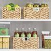 MDesign Hyacinth Braided Woven Kitchen Basket Bin With Built-in Handles For Organizing Kitchen Pantry, Cabinet, Cupboard, Countertop, Shelves - Holds Food, Drinks, Snacks - 6 Pack - Natural/Tan