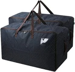 AMJ 100L Large Storage Bag For Comforters, Blankets, Clothes, Quilts And Towels, Better And Sturdy Organizer Bag, Thick Ultra Size Under Bed Storage, Moisture Proof, Blue -GENERIC Shop 61xQHKvvr3L. AC