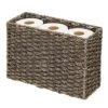 MDesign Rustic Farmhouse Woven Seagrass Toilet Paper Holder Basket - Large Storage Organizer Tank Topper For Bathroom Counter Or Top Of Toilet - Holds 6 Rolls Of Toilet Paper - Black Wash