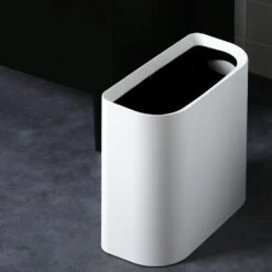Trash Can For Bathroom 2.3 Gal Wastebasket Office Garbage Can Slim Rectangular Waste Bin For Kitchen Bedroom (White) -GENERIC Shop 813q32F69AL